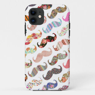 Coque iPhone 11 Moustaches colorées Girly drôles de motifs
