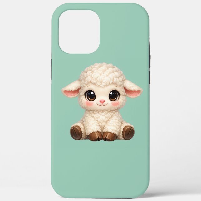 Coques Case-Mate iPhone Mouton Kawaii assis joyeusement avec Douce  (Verso)