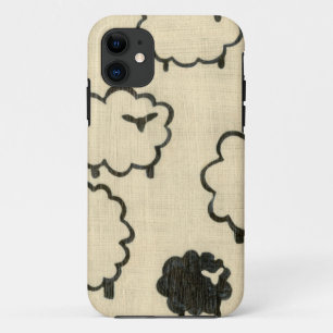 Etui iPhone Case-Mate Moutons blancs et noirs sur l'arrière - plan crè