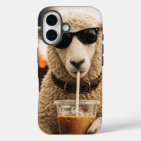 Moutons cools buvant du café glacé
