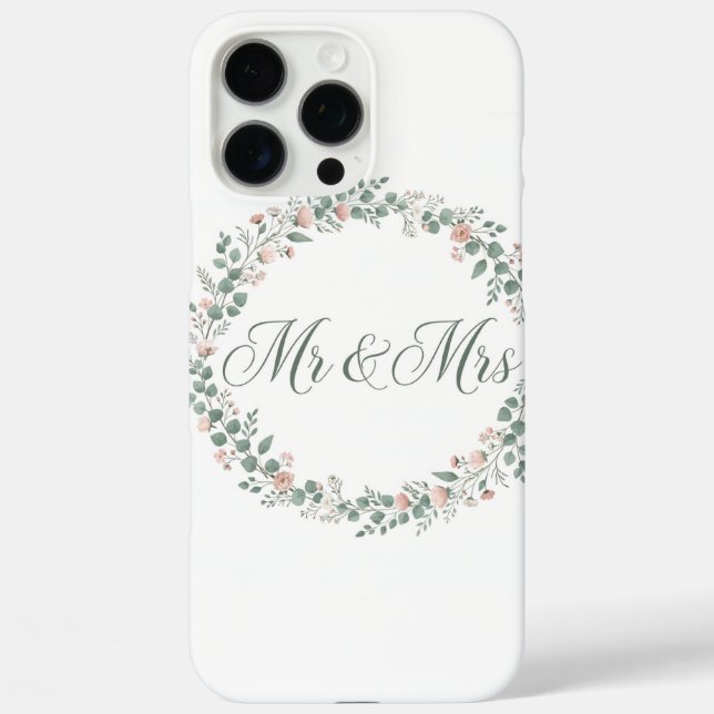 Coques Case-Mate iPhone Mr & Mrs Eucalyptus Wreath iPhone Case (Verso)