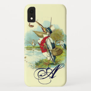 Coque Case-Mate Pour iPhone MR PÉLICAN PÊCHE MONOGRAMME,crème