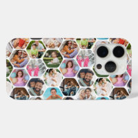 Multi Photo Collage Simple Moderne Hexagon Motif