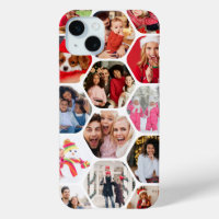 Multi Photo Collage Simple Moderne Hexagon Motif
