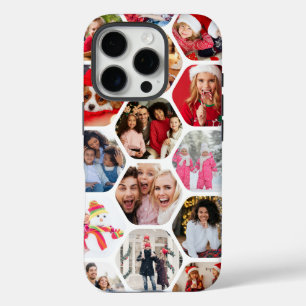 Coque iPhone 16 Pro Multi Photo Collage Simple Moderne Hexagon Motif