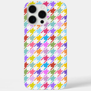 Coque iPhone 16 Pro Max Multicolor Houndstooth+Motif blanc