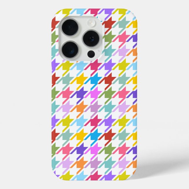 Coques Case-Mate iPhone Multicolor Houndstooth+Motif blanc (Verso)