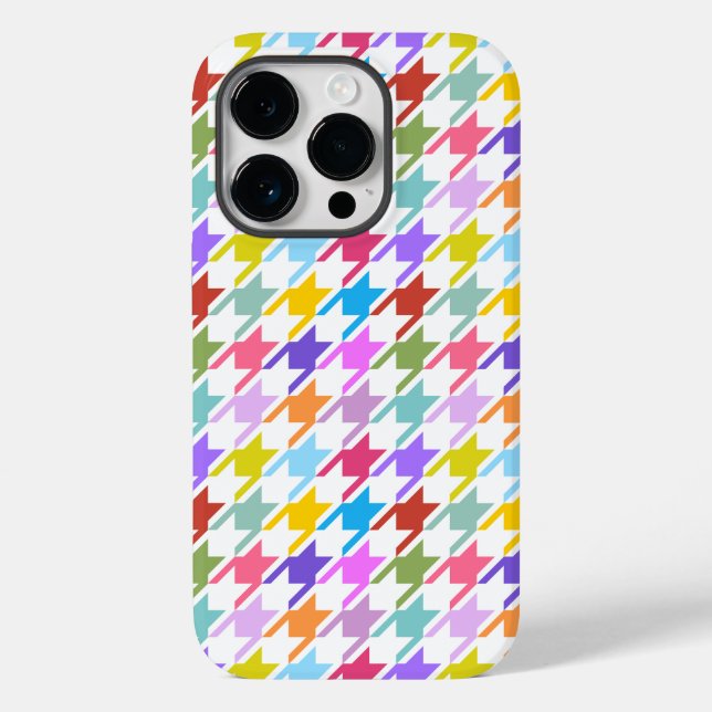 Coques Case-Mate iPhone Multicolor Houndstooth+Motif blanc (Verso)