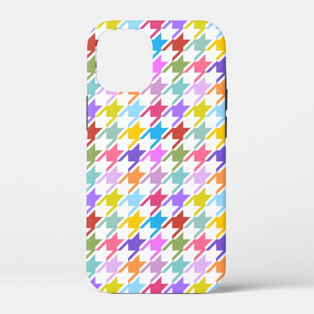 Coques Case-Mate iPhone Multicolor Houndstooth+Motif blanc (Verso)