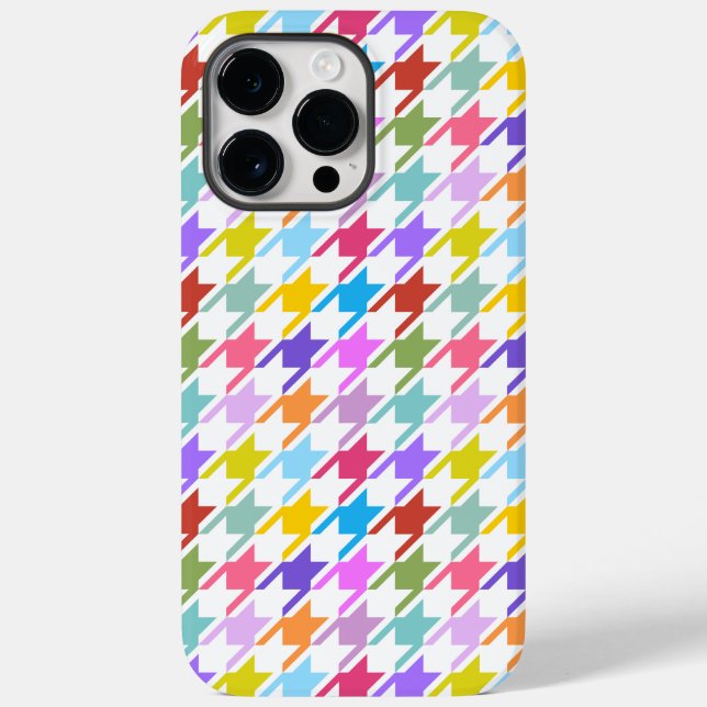Coques Case-Mate iPhone Multicolor Houndstooth+Motif blanc (Verso)