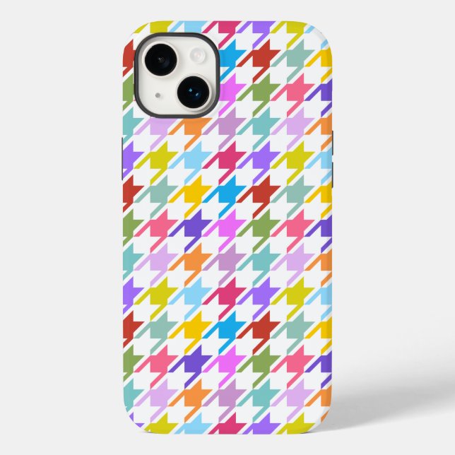 Coques Case-Mate iPhone Multicolor Houndstooth+Motif blanc (Verso)