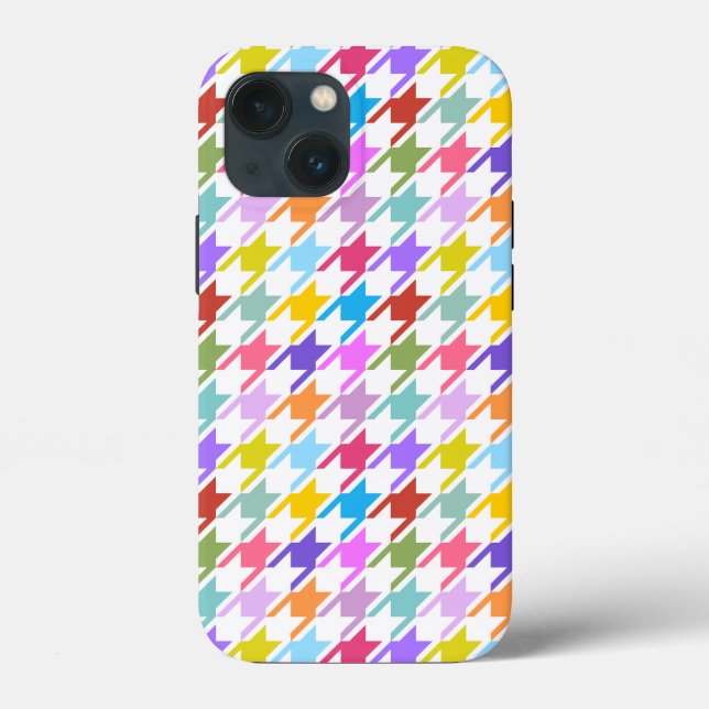 Coques Case-Mate iPhone Multicolor Houndstooth+Motif blanc (Verso)