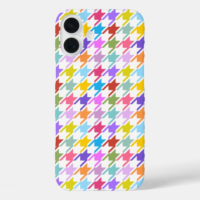 Coques Case-Mate iPhone Multicolor Houndstooth+Motif blanc (Verso)