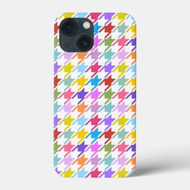 Coques Case-Mate iPhone Multicolor Houndstooth+Motif blanc (Verso)