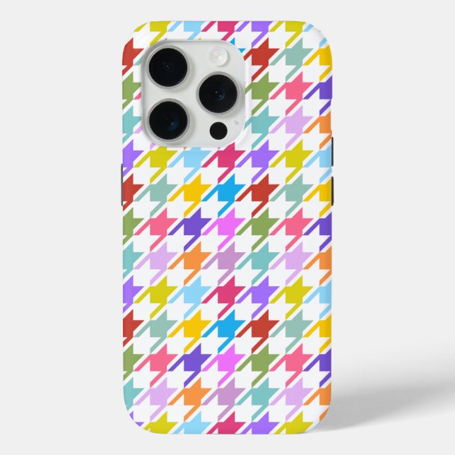 Coques Case-Mate iPhone Multicolor Houndstooth+Motif blanc (Verso)