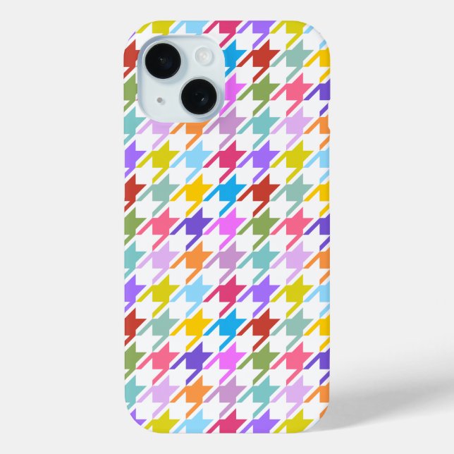 Coques Case-Mate iPhone Multicolor Houndstooth+Motif blanc (Verso)