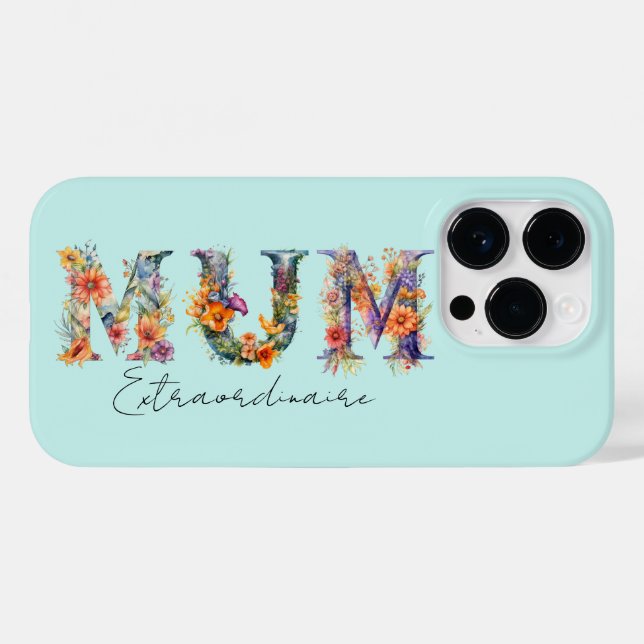 Coques Case-Mate iPhone Mum Extraordinaire Floral Typographie (Verso (horizontal))
