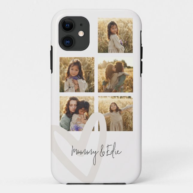 Coques Case-Mate iPhone Mummy multi photo crème coeur élégant (Dos)