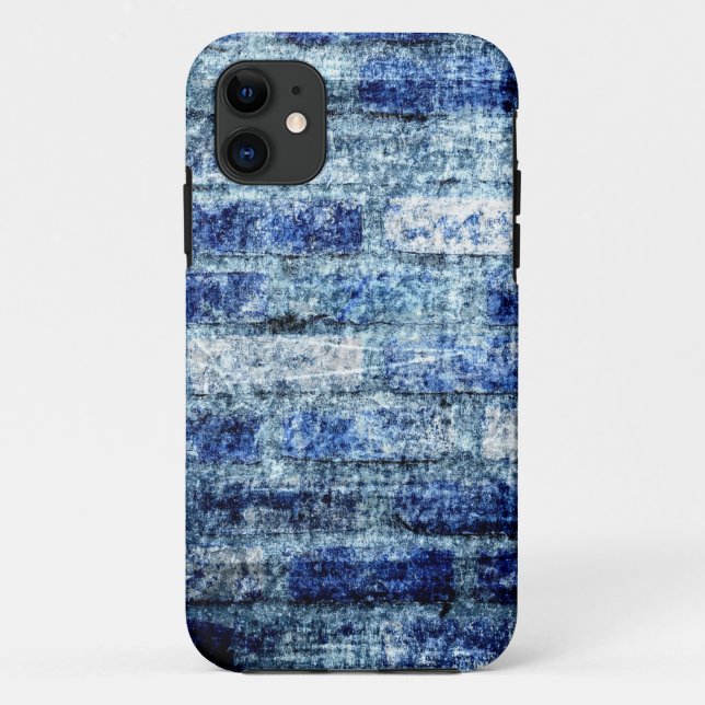 Coques Case-Mate iPhone Mur de brique bleu foncé Grunge (Dos)