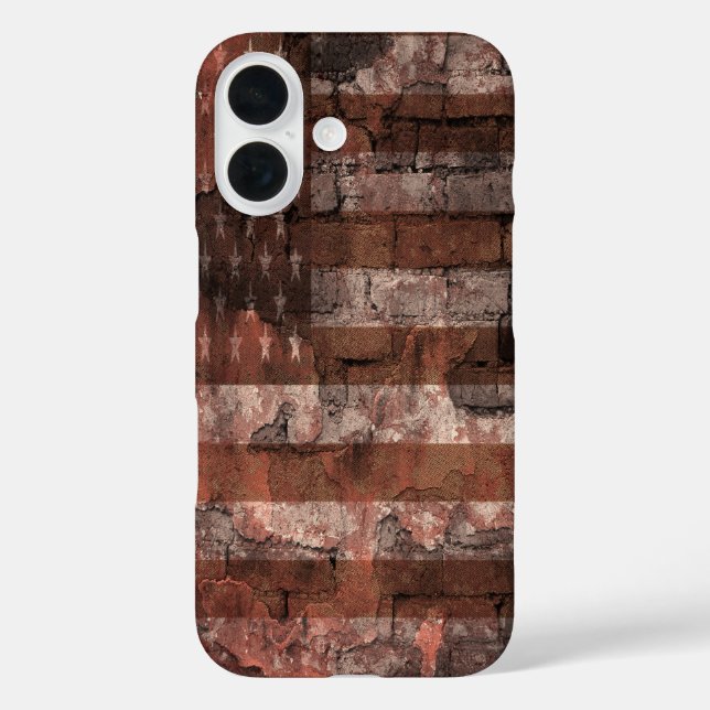 Coques Case-Mate iPhone Mur de briques du drapeau américain (Verso)