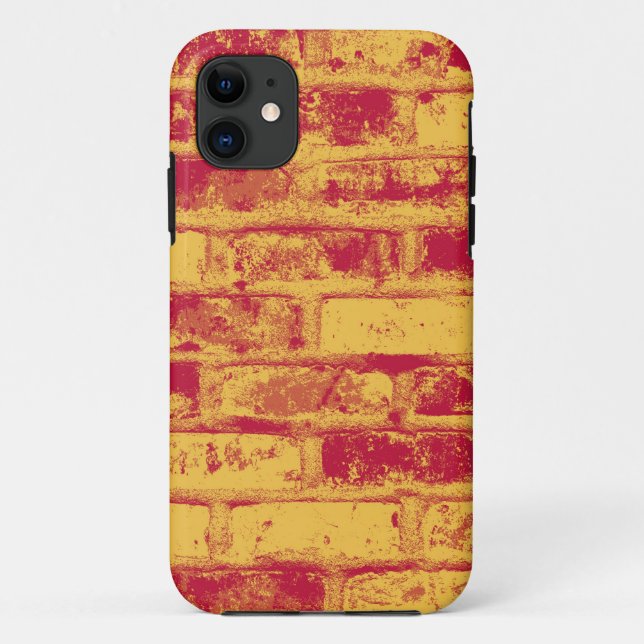 Coques Case-Mate iPhone Mur en briques jaune et rouge (Dos)