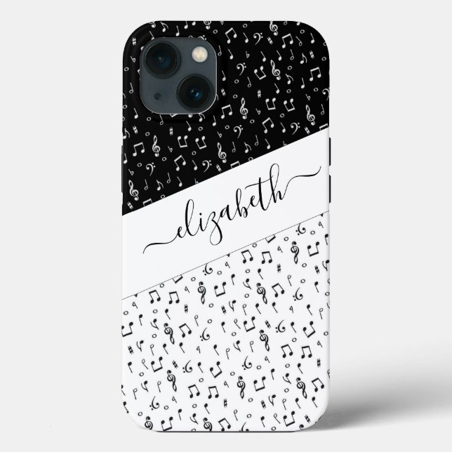 Coques Case-Mate iPhone Musical personnalisé noir et blanc   (Verso)