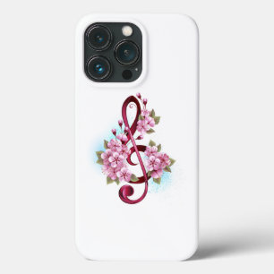 Case-Mate iPhone Case Musical treble clef notes with sakura flowers