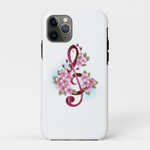 Case-Mate iPhone Case Musical treble clef notes with sakura flowers