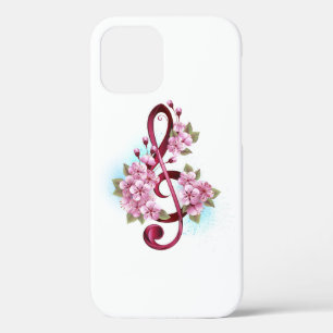 Case-Mate iPhone Case Musical treble clef notes with sakura flowers