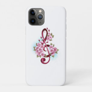 Case-Mate iPhone Case Musical treble clef notes with sakura flowers