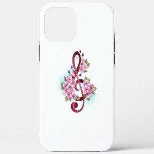 Case-Mate iPhone Case Musical treble clef notes with sakura flowers