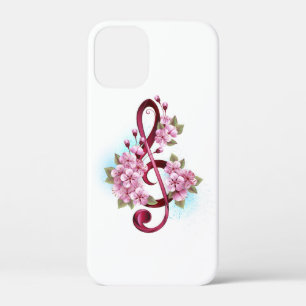 Case-Mate iPhone Case Musical treble clef notes with sakura flowers