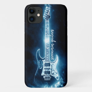 Case-Mate iPhone Case Musicien de guitare électrique Blue Black Typograp