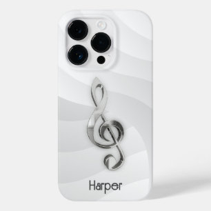 Coque Case-Mate iPhone Musique de Clé Treble Personnalisée sur Blanc & Gr