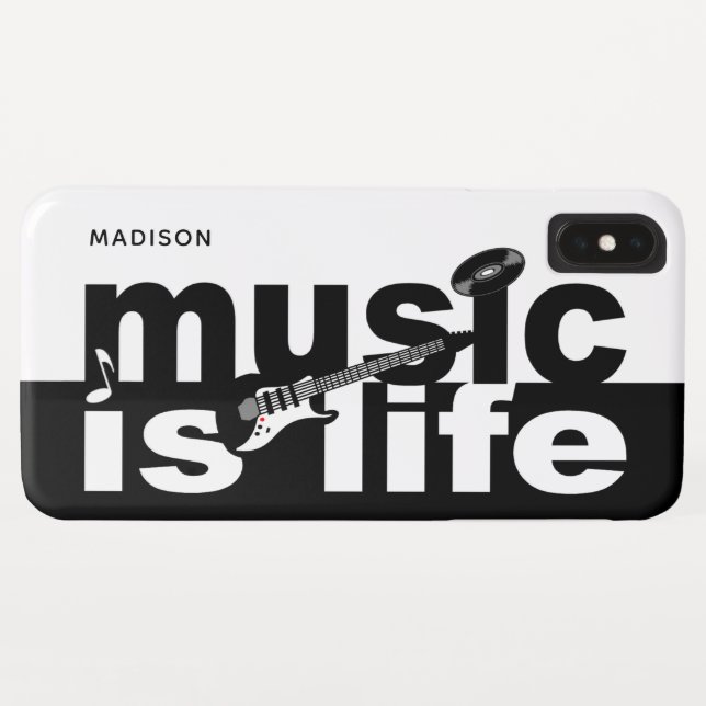 Coques Case-Mate iPhone Musique Is Life, personnalisation nom de téléphone (Dos (Horizontal))