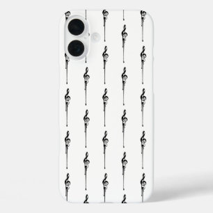 Coque Pour iPhone 16 Plus Musique Motif Melting Treble Clef noir et blanc