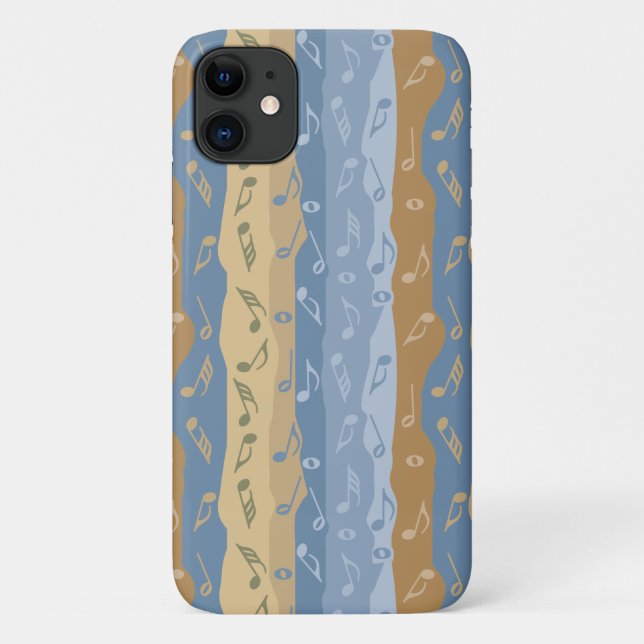Coques Case-Mate iPhone Musique Note Grandes Brown Et Bleues (Dos)