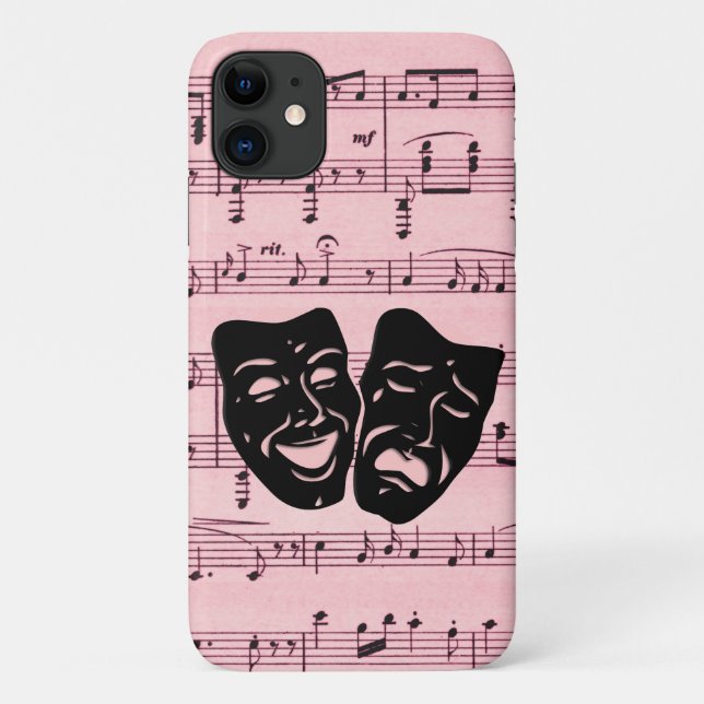 Coques Case-Mate iPhone Musique rose et masques de théâtre (Dos)