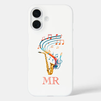 Coque Pour iPhone 16 Musique Sax | Initiales