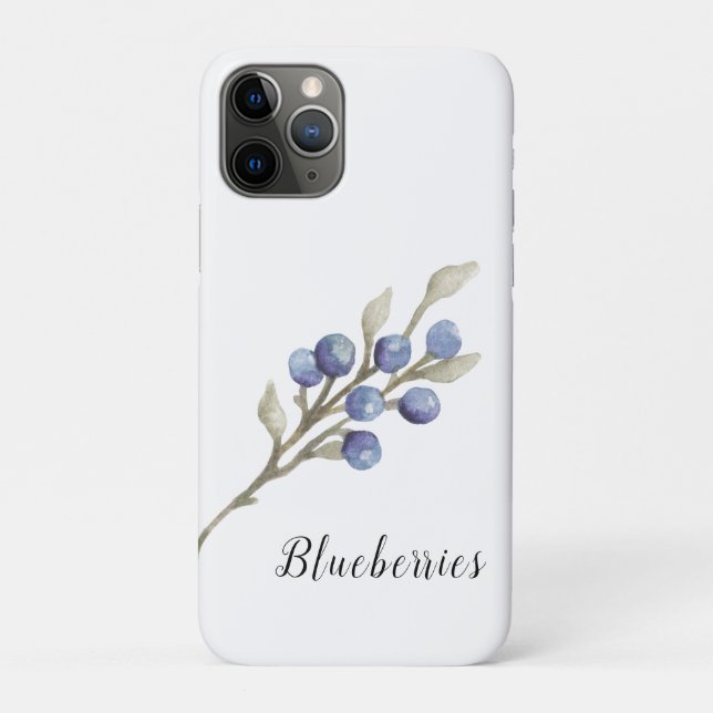 Coques Case-Mate iPhone Myrtille botanique à l'aquarelle bleue (Dos)
