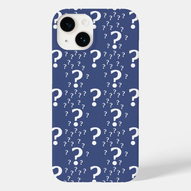 Coques Case-Mate iPhone Mystère question marque énigme puzzle bleu (Verso)