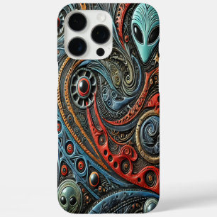 Coque iPhone 16 Pro Max Mystérieux Motifs Aliens dans le design cosmique