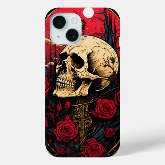Coque Case-Mate iPhone Mystic Skull Red Roses sur Skeleton Dark Academia