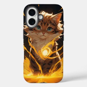 Coque Pour iPhone 16 Mystic Tiger Chat Feu familier