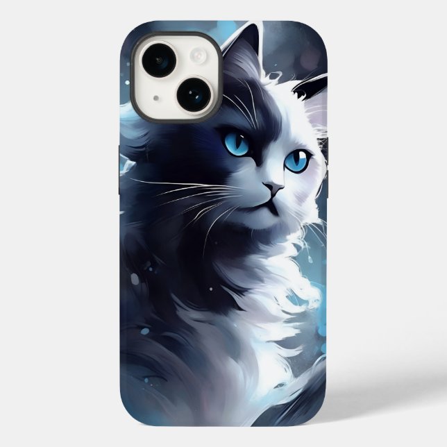 Coques Case-Mate iPhone Mystique Kitten noir et blanc | Chat d'aquarelle (Verso)