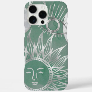 Coque iPhone 16 Pro Max Mystique solaire   Dusty Green Silver Moon Stars S