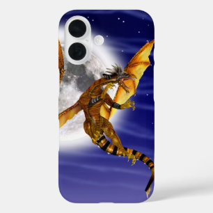 Coque Pour iPhone 16 Mythe fantastique de dragon doré ciel pourpre