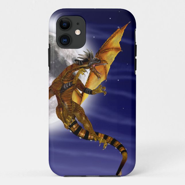 Coques Case-Mate iPhone Mythe fantastique de dragon doré ciel violet (Dos)