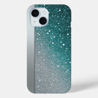 Coque Case-Mate iPhone N personnalisé paillettes sarcelle et argent glamo