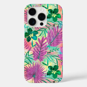 Coque iPhone 16 Pro Nalani Hawaiian Tropical Garden Fuchsia